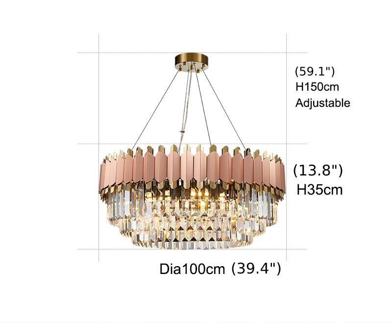 MIRODEMI® Luxury Gold/Pink Round Crystal LED Chandelier For Dining Room