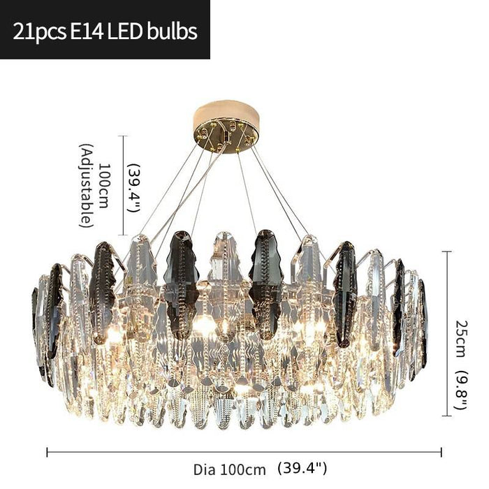 MIRODEMI® Round Gold Crystal Shine Chandelier For Living Room, Kitchen