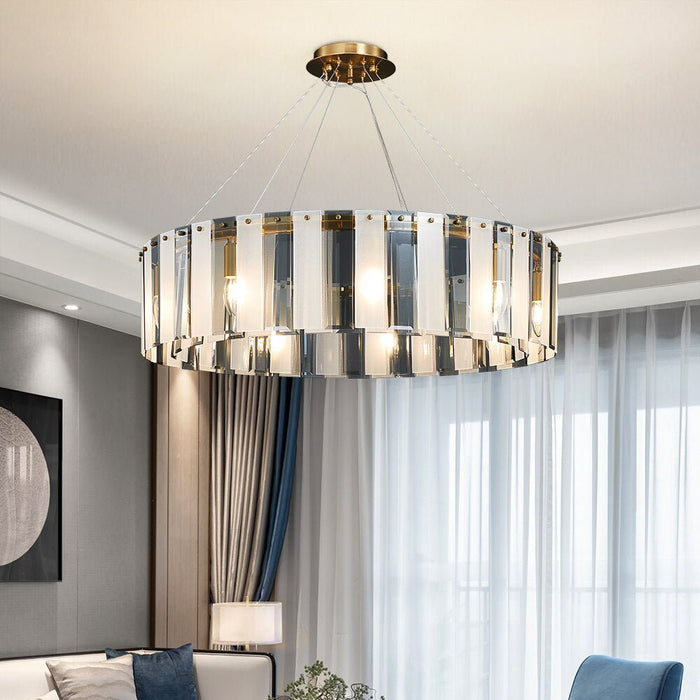 MIRODEMI® Modern home decor round hanging chandelier for dining room, living room B / Dia23.6*H9.4" / Warm Light (3000K)