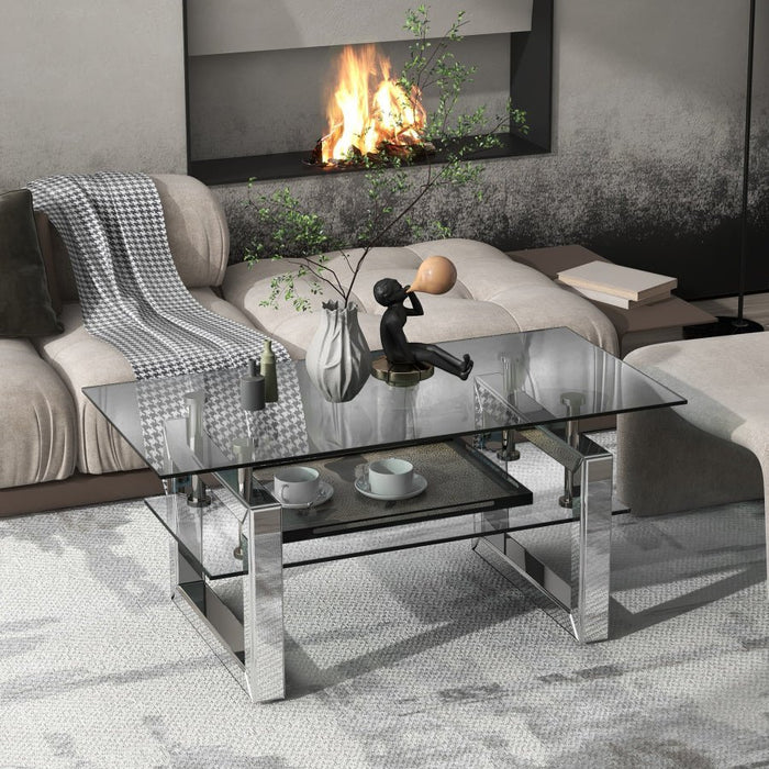 Transparent Tempered Glass Coffee Table for Living Room