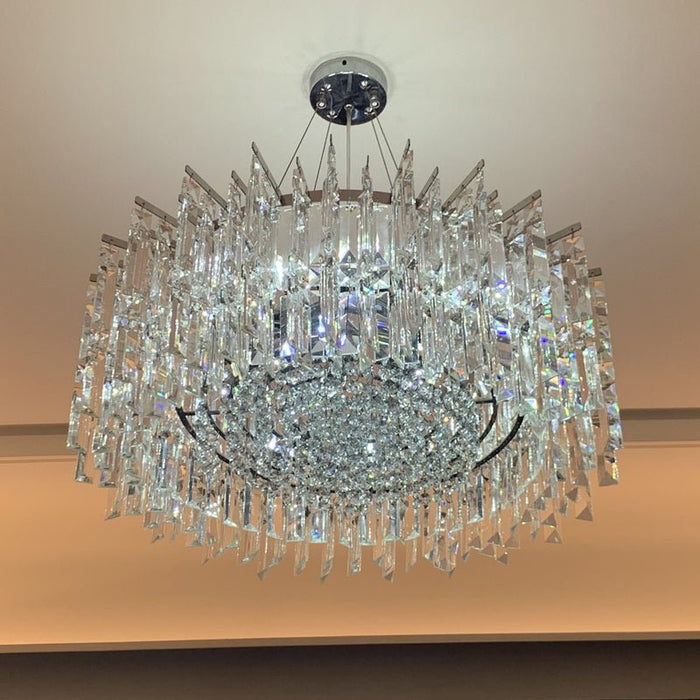 MIRODEMI® Modern Luxury Drum Crystal LED Chandelier in Creative Design for Living Room, Bedroom Cool Light / Dimmable / Chrome / Dia19.7" / Dia50.0cm