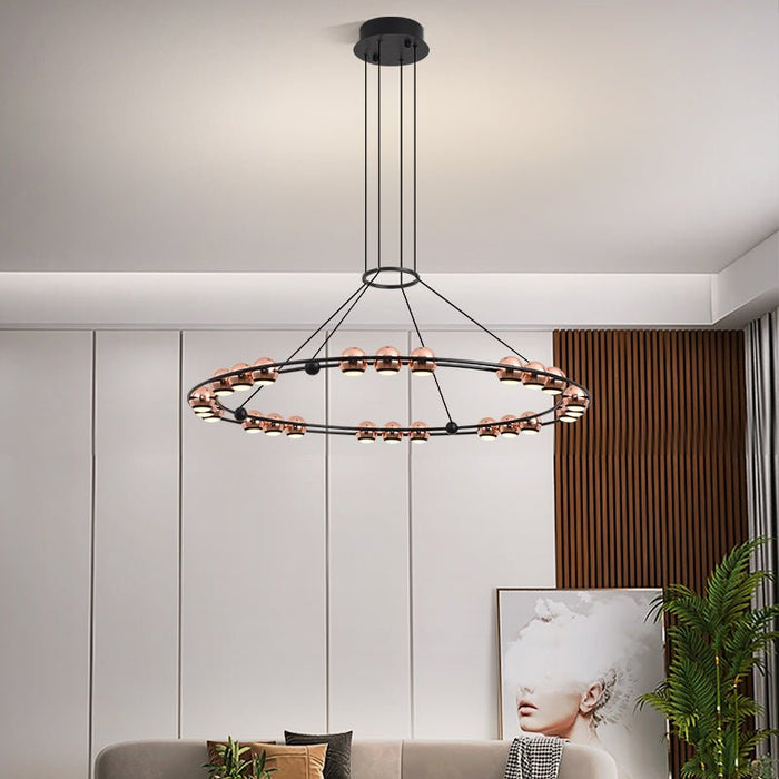 MIRODEMI® Ring Design LED Rose Gold Decor Hanging Chandelier for Living Room, Stairwell