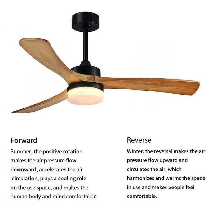MIRODEMI® 36" Simple Wooden Ceiling Fan with Remote Control and Blades Made of Solid Wood