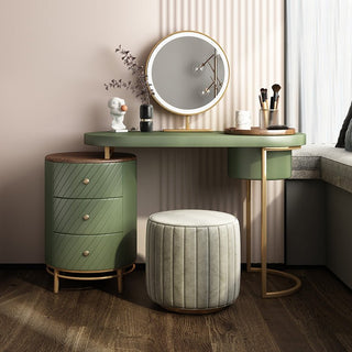 Green Dresser with Removable Tray Top, LED Light Mirror and 4 Wood Drawers image | luxury furniture | home decor