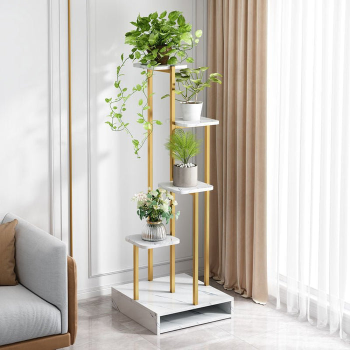 Multi-Shelves Nordic Luxury Plant Stand White / L15.7xH52.4" / L40.0xH133.0cm