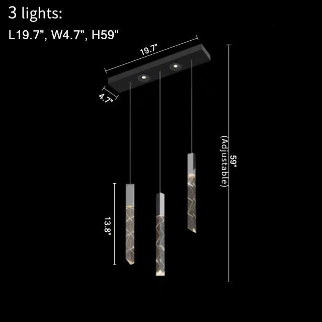 MIRODEMI® Luxury long LED chandelier for staircase, living room, dining room, stairwell 3 lights-2 / Warm light / Dimmable