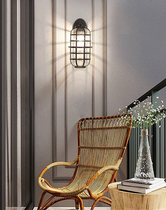 MIRODEMI® Vintage Black Waterproof Outdoor Glass Wall Lighting for Garden, Porch W5.5*D7.9*H12.6" / Warm white / Small