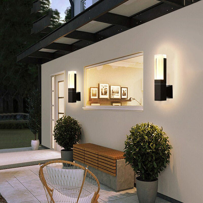 MIRODEMI® Modern Black Outdoor Waterproof LED Wall Mounted Lamp For Villa, Porch W2*H10.6" / Warm white / A style