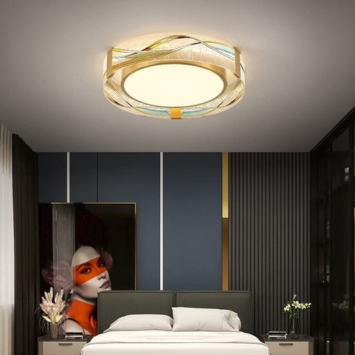 MIRODEMI® Round LED Сopper Ceiling Lamp for Living Room, Bedroom Dia13.8" / Dia35.0cm