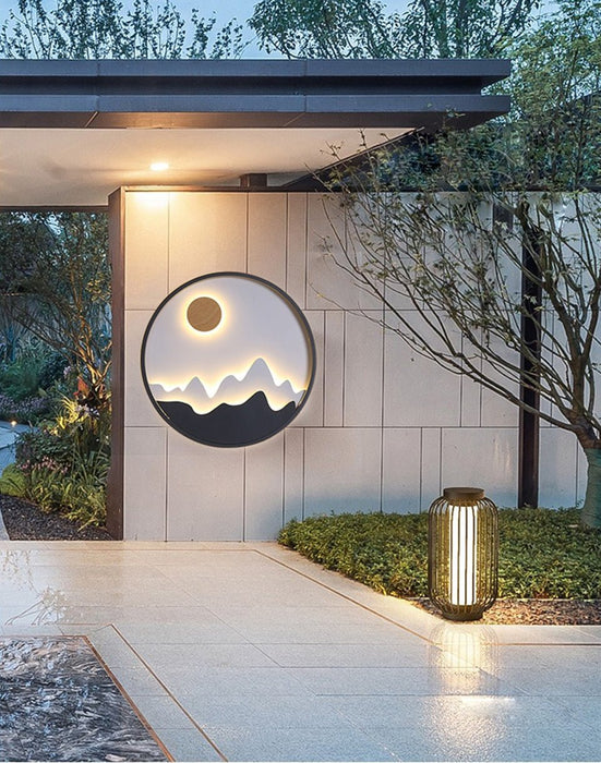MIRODEMI® Modern Round Outdoor Aluminum Wall Lamps For Garden Porch, Courtyard
