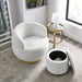 Barrel Chair with Gold Stainless Steel Base with Storage Ottoman