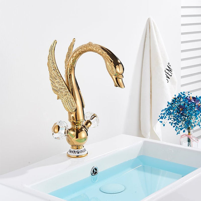 MIRODEMI® Luxury Gold/Black/Chrome Deck Mounted Basin Faucet Hot And Cold Water Gold / W2.6*H13"