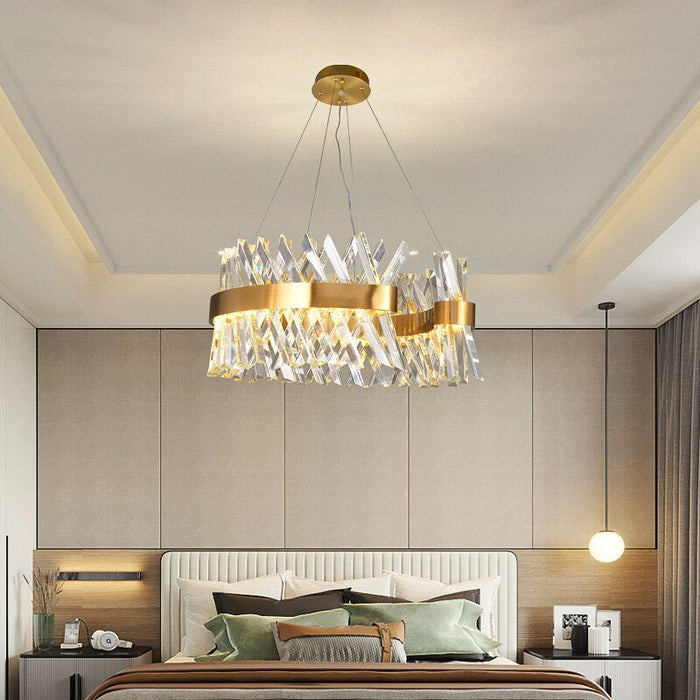 MIRODEMI® S-style Shape Design Modern Creative Hanging Led Crystal Chandelier Dia31.5" / Warm Light (3000K)