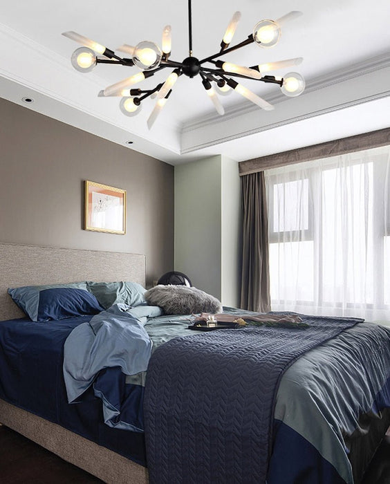 MIRODEMI® Modern Led Chandelier for Living Room, Bedroom Milky Glass / 32Head Black / Cool Light 6000K