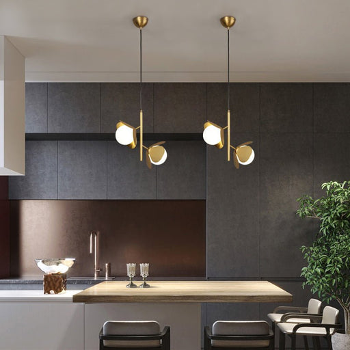 MIRODEMI® Modern Nordic Gold Ceiling Copper Light for Dining Room, Bar, Bedroom 2 Lights