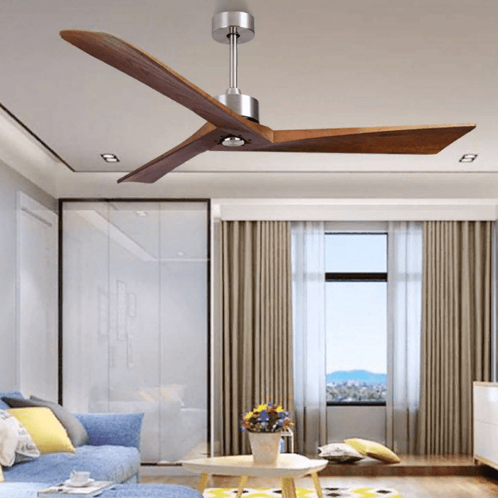 MIRODEMI® 60" European Styled Ceiling Fan with Lamp, Solid Wood Blades and Remote Control
