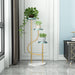 Golden Multi-Layer Flower Stand for Indoor Porch, Living Room, Balcony Blue Shelves