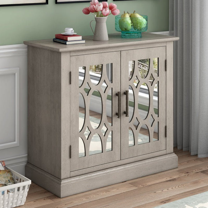Wooden Storage Cabinet with a Mirror Door for Entryway, Living Room, Study