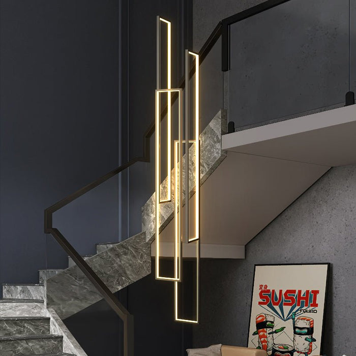 MIRODEMI® Modern Rectangle Hanging LED Chandelier for Staircase, Living Room, Lobby