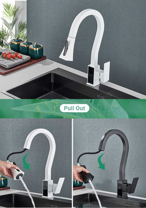 MIRODEMI® Pull Out Digital Temperature Display Flexible Kitchen Faucet image | luxury furniture | luxury flexible faucets