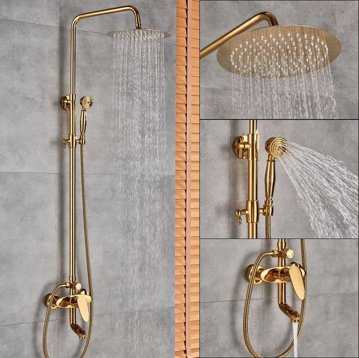 MIRODEMI® Luxury Gold Rainfall Bath Shower Faucet Set Tub Spout Mixer Tap image | luxury furniture | luxury faucets