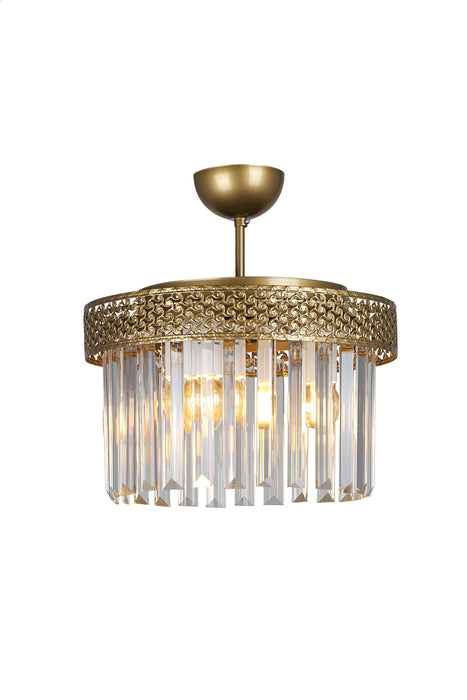 MIRODEMI® Gold Metal Tumbled Chandelier With Crystal Stone