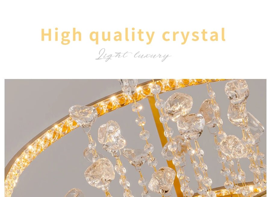 MIRODEMI® Copper modern crystal led hanging chandelier for living room, bedroom image | luxury furniture | home decor