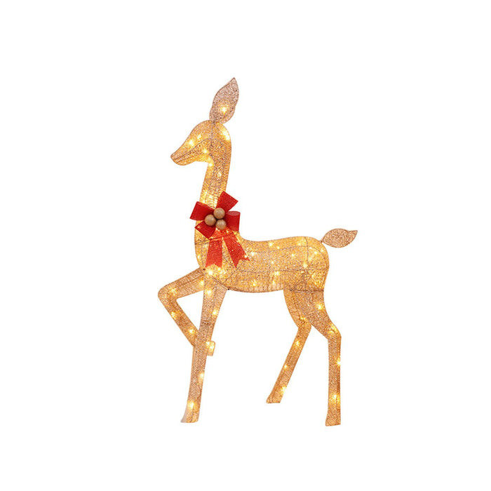 Christmas Gold Deer Family Scene with LED Lights Female Deer