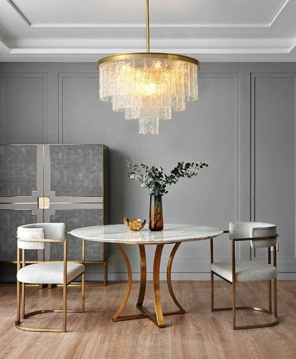 MIRODEMI® Gold modern frosted glass chandelier for dining room, living room, bedroom Dia19.7*H13.8" / Warm Light 3000K