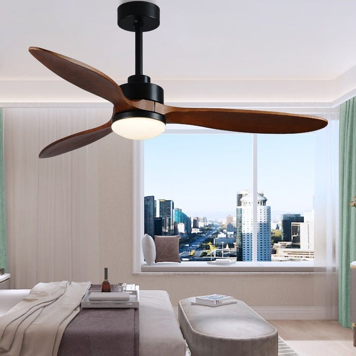 MIRODEMI® 52" Modern Wooden Ceiling Fan with Lamp and Remote Control