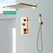 MIRODEMI® Gold Rainfall Shower Faucet Digital Display Wall Mounted Mixer Tap 2 ways / 12''