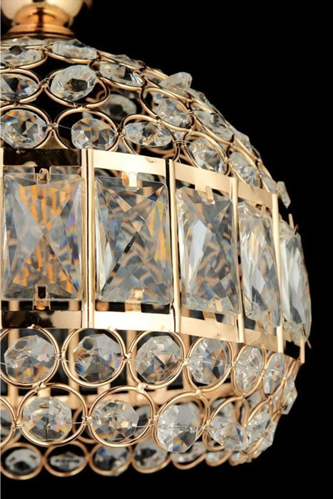 MIRODEMI® Gold Metal Crystal Plaque Medium Chandelier