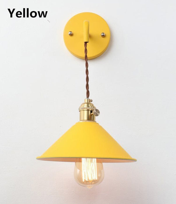 MIRODEMI® Country industrial iron wall lamp with 7 colors for bedroom, dining room, restaurant, cafe, shop aisle Yellow