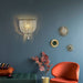 MIRODEMI® Retro blue/white wooden bead decorative wall lamp for bedroom, corridor, restaurant