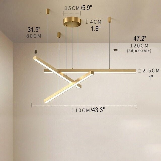 MIRODEMI® Hall strip minimalist long line chandelier for dining living room, living room 3Lines 43.3*31.5" / Warm White