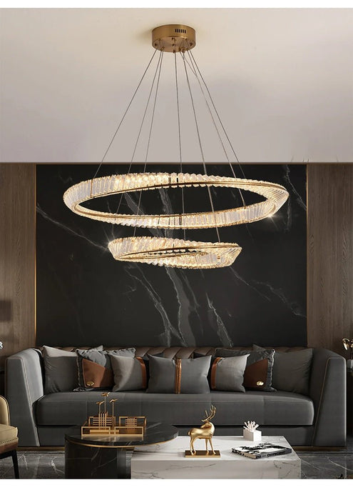 MIRODEMI® Modern gold crystal ceiling chandelier for living room, dining room, bedroom 31.5x23.6 / Warm Light / Dimmable