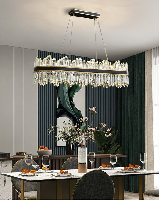 MIRODEMI® Modern Oval LED Crystal Chandelier for Living Room, Dining Room Cool Light / L31.4" / L80.0cm
