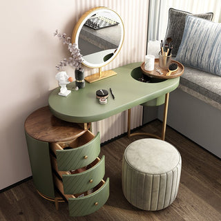 Green Dresser with Removable Tray Top, LED Light Mirror and 4 Wood Drawers image | luxury furniture | home decor