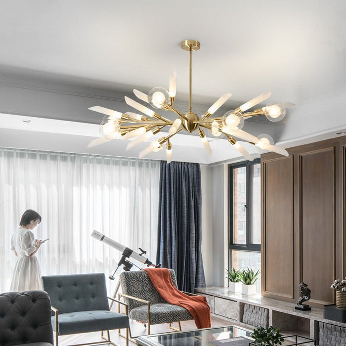MIRODEMI® Modern Led Chandelier for Living Room, Bedroom Milky Glass / 24Head Gold / Cool Light 6000K
