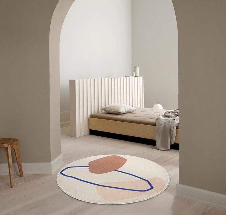 Grey/Beige Short Plush Round Area Carpet 2'8"х2'8" (80х80cm) / 2