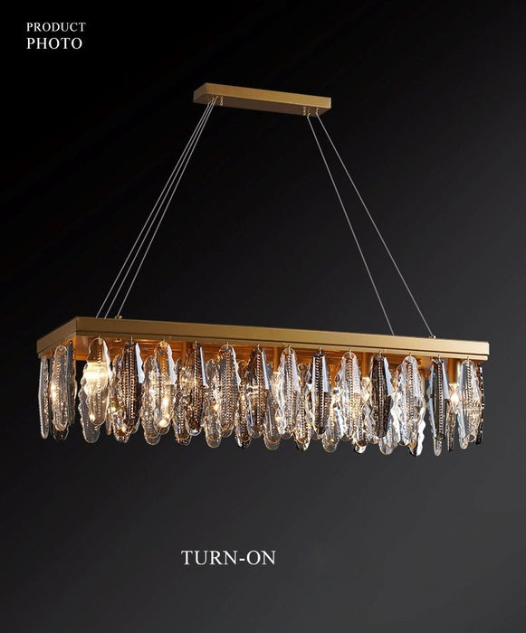 MIRODEMI® Rectangle Gold Modern crystal chandelier for bedroom, living room