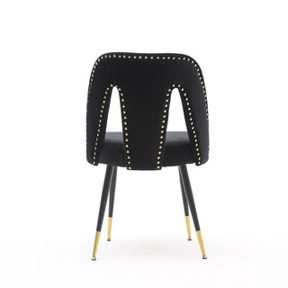 Velvet dining chair made of velvet with black metal legs, minimalist modern style