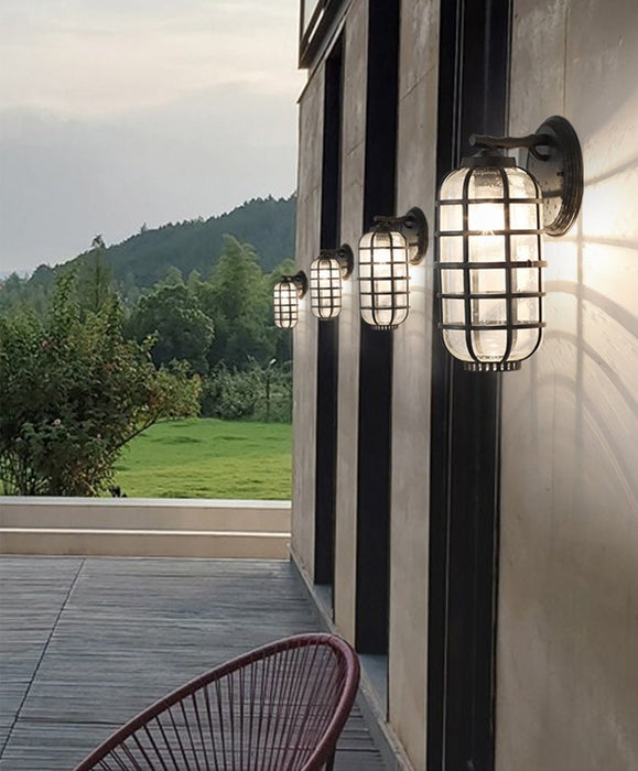 MIRODEMI® Vintage Black Waterproof Outdoor Glass Wall Lighting for Garden, Porch