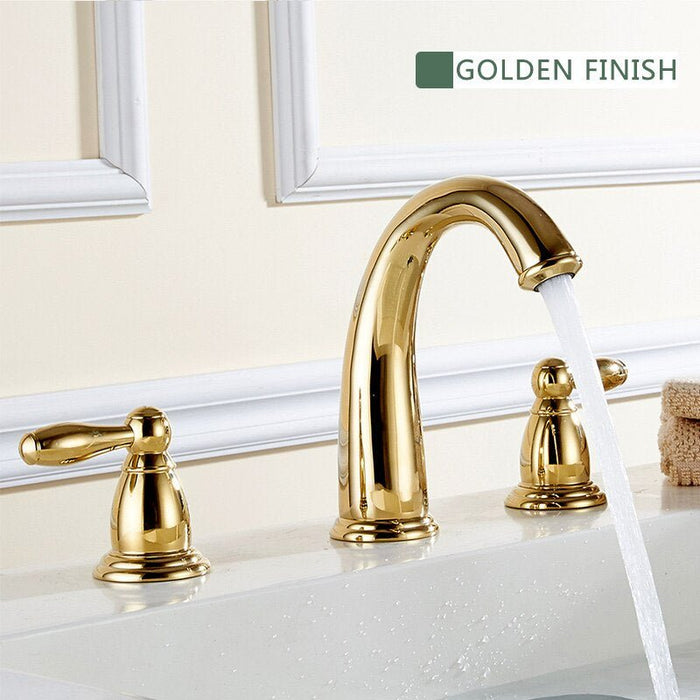 MIRODEMI® Gold/Black/Chrome/Brushed Nickel Brass Bathroom Sink Faucet Dual Handles Golden / W2.2*H6.7"