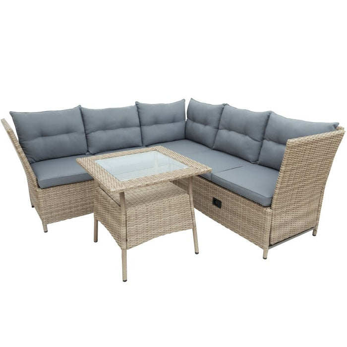 Rattan Sofa Set with Adjustable Backs for Backyard, Poolside, Gray image | luxury furniture | outdoor sofa set | luxury decor