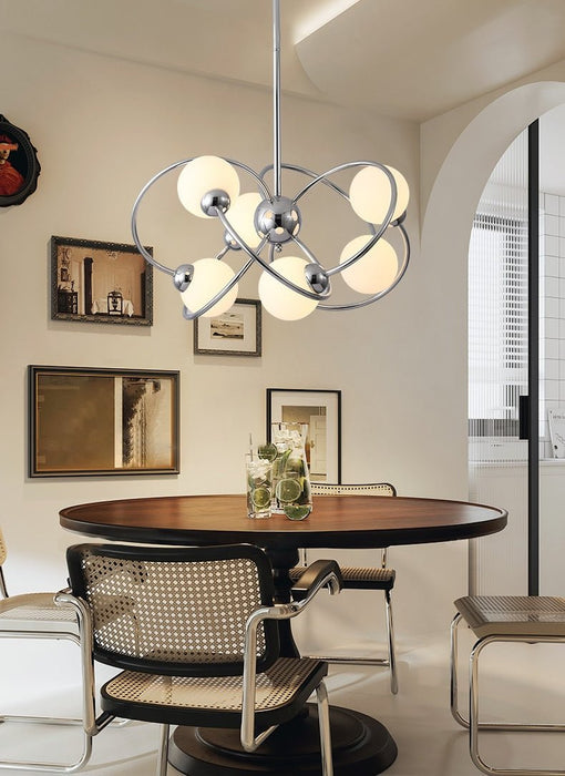 MIRODEMI® Glass LED Ball & Chrome Plated Metal Chandelier for Living room, Bedroom Warm light