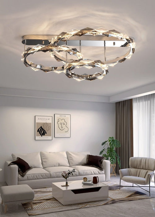 MIRODEMI® Luxury Rhombic Crystal Circular Ceiling Chandelier for Living Room, Dining Room 40W