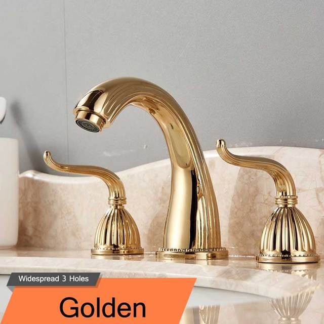 MIRODEMI® Gold/Black Bronze/Chrome/Brushed Nickel Bathroom Sink Faucet Dual Handles Golden / W2.4*H6"