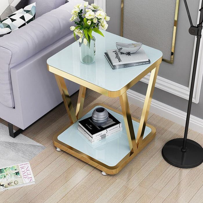 White/Gold/Black Small Modern Nordic Coffee Table For Bedside And Office Gold + White / 19.7x19.7x24.4"