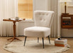 Ivory Teddy Fabric Slipper Accent Chair with Black Metal Legs